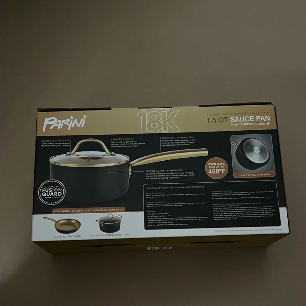 Parini Black and Gold Sauce Pan with Lid